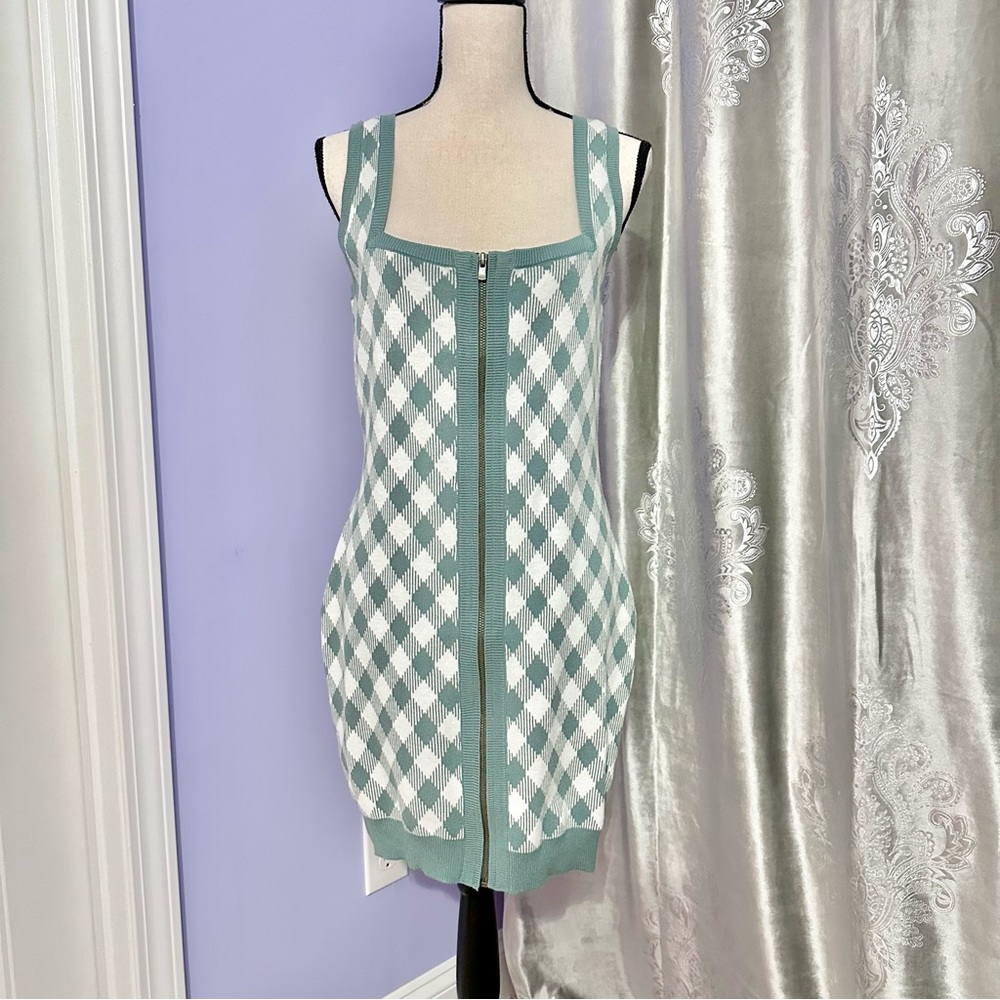 NEW Dolls Kill Checkered Print Sweater Dress Size L